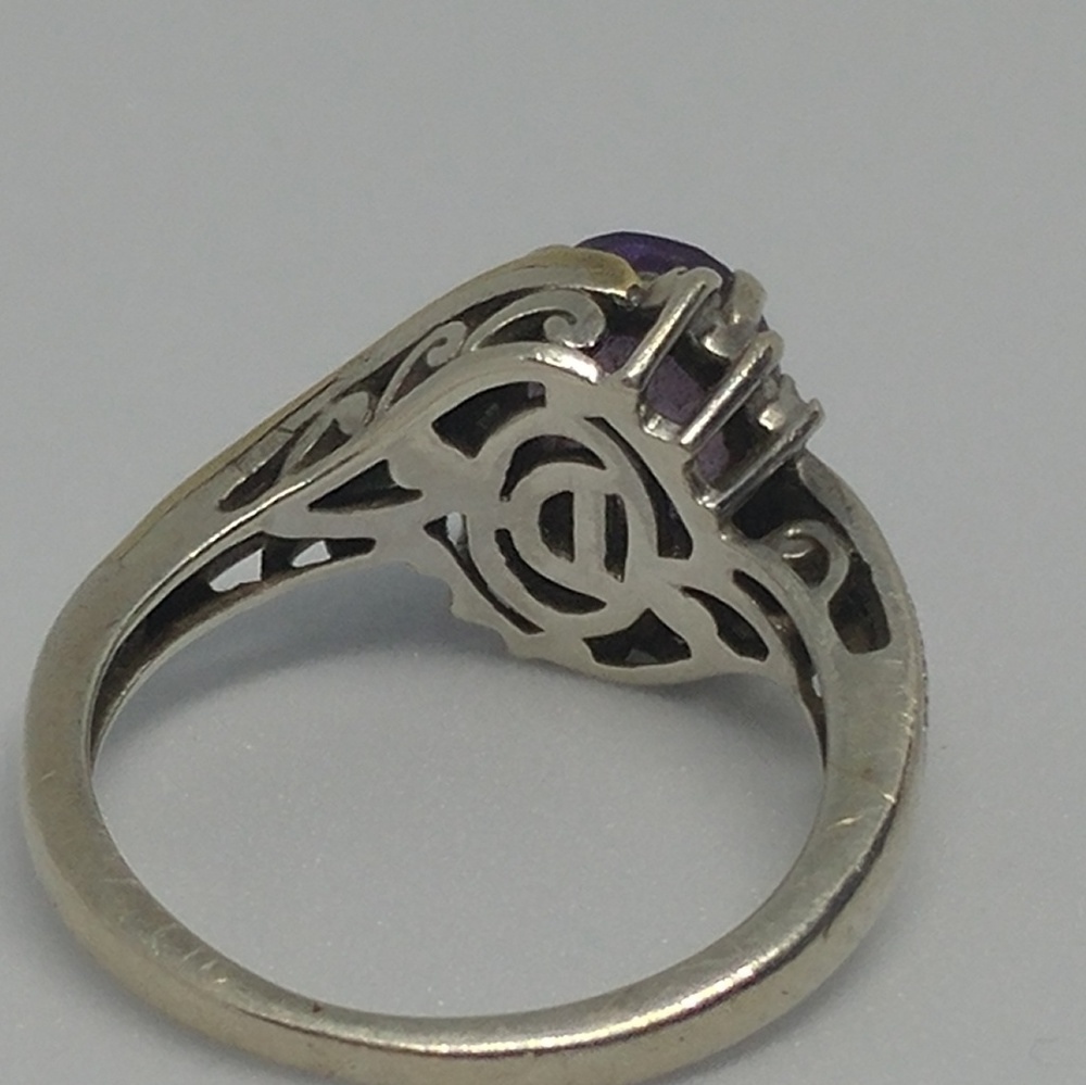 Amethyst Diamond 10k Sterling Ring - Picture 3 of 5
